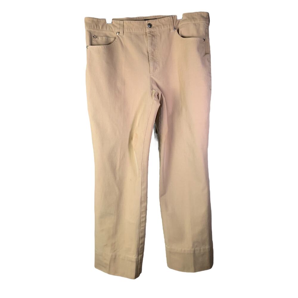ESCADA Pants Womens 12 Light Brown Straight Leg Cotton Jeans Mid-Rise Stretch